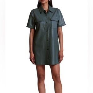 Avec Les Filles Green Leather Shirt Dress Size Small
